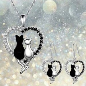 Cat Lovers Pet Parents Necklace Set